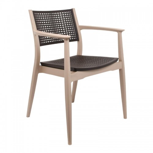 Καρεκλα Εξοχησ Fylliana Best Μπεζ Με Καφε Χρωμα 57,5X55X80Εκ