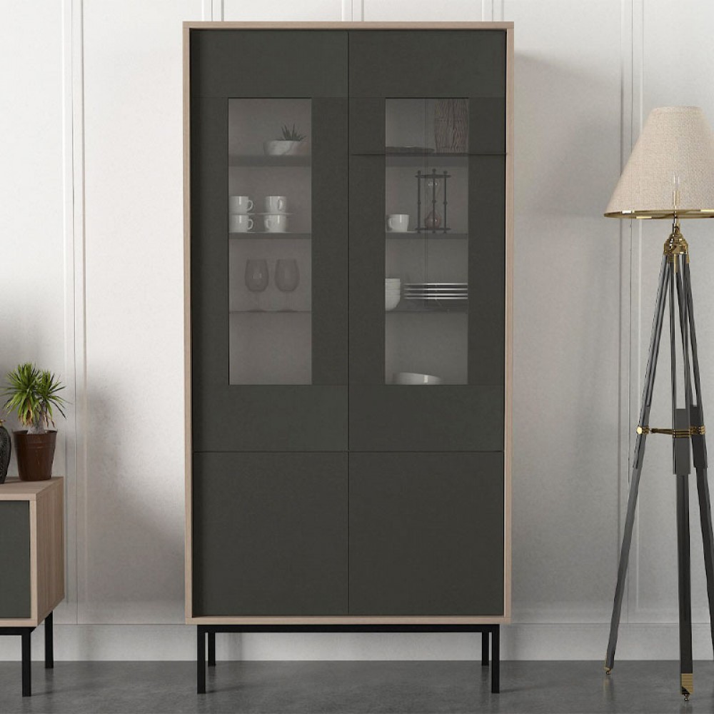Βιτρινα Fylliana Trodel Γκρι-Grey Oak 90*40*185