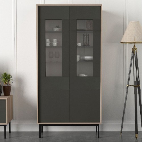 Βιτρινα Fylliana Trodel Γκρι-Grey Oak 90*40*185