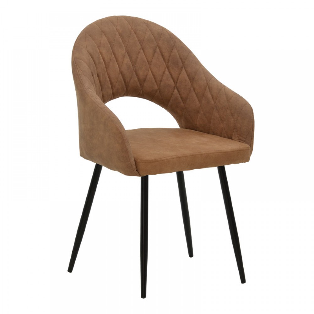 Πολυθρόνα Macie Pakoworld Καφέ Antique Pu-Μαύρο 58X50X85Εκ