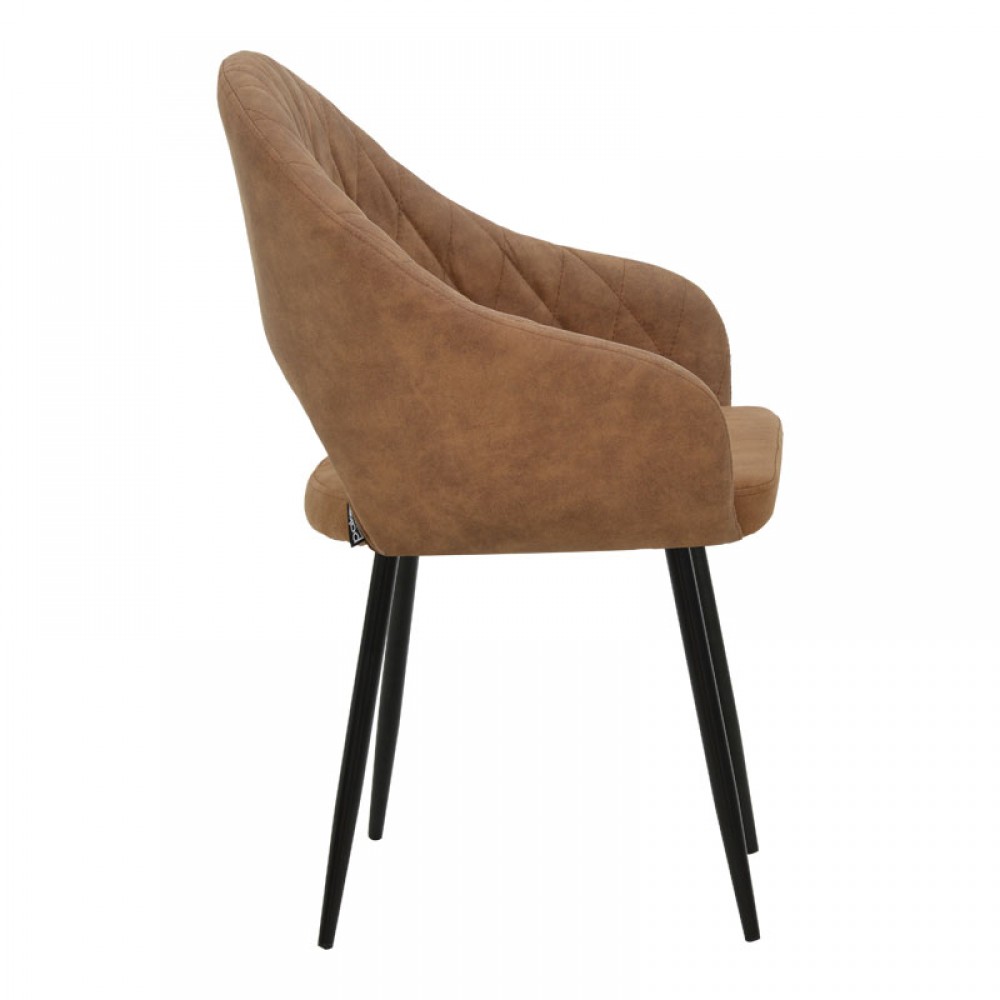 Πολυθρόνα Macie Pakoworld Καφέ Antique Pu-Μαύρο 58X50X85Εκ