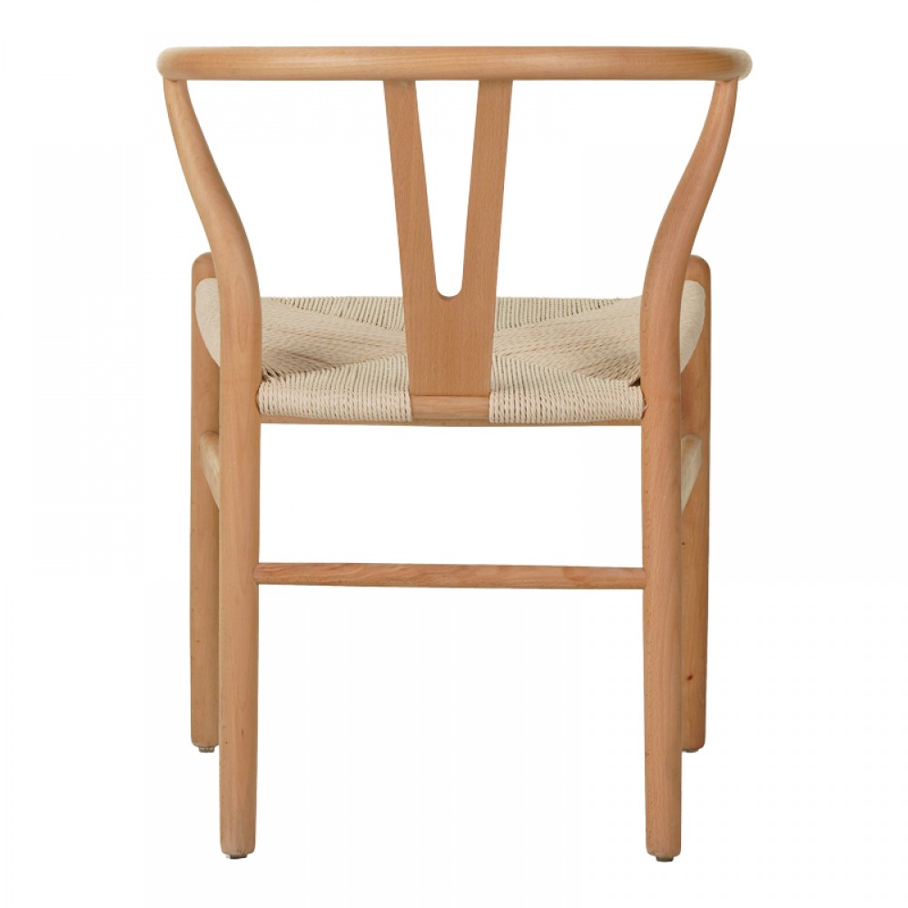 Καρέκλα Wishbone Pakoworld Rubberwood-Σχοινί Σε Φυσική Απόχρωση 53.5X57X74Εκ