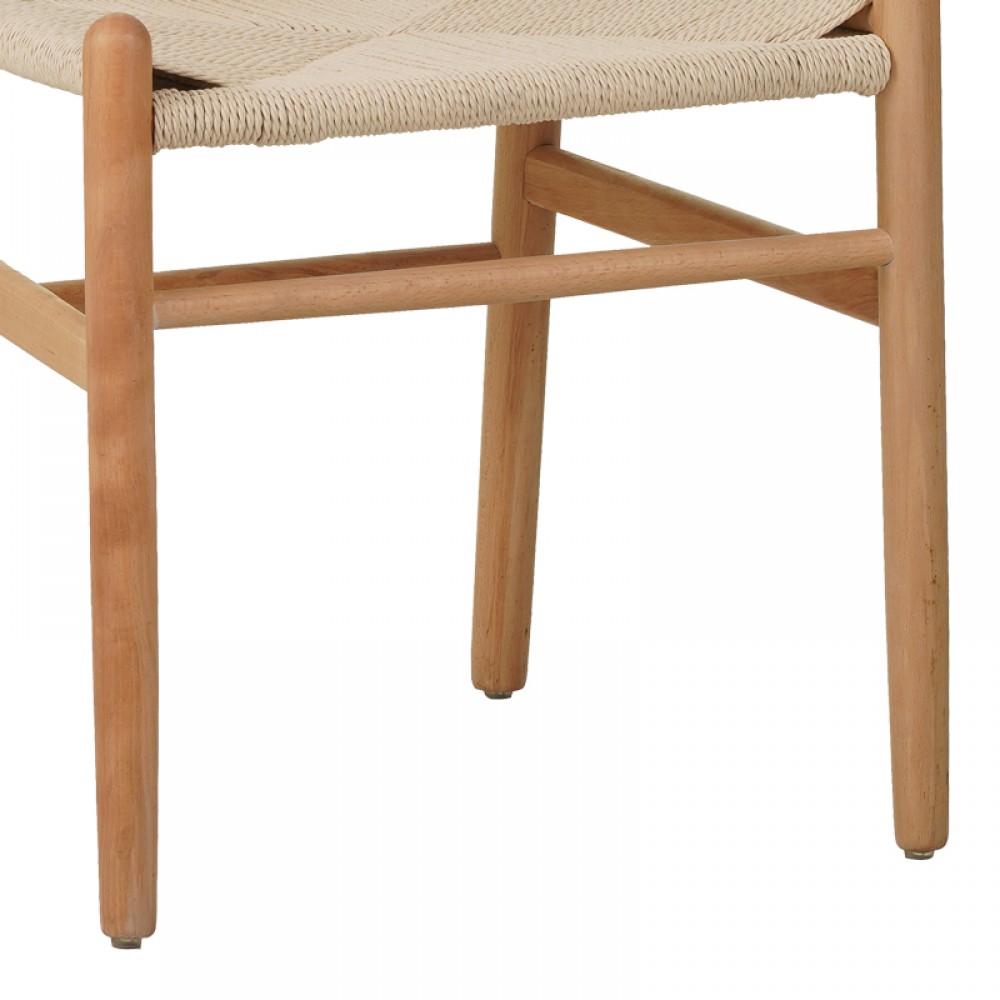 Καρέκλα Wishbone Pakoworld Rubberwood-Σχοινί Σε Φυσική Απόχρωση 53.5X57X74Εκ