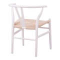 Καρέκλα Wishbone Pakoworld Rubberwood-Σχοινί Σε Λευκή Απόχρωση 53.5X57X74Εκ