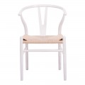Καρέκλα Wishbone Pakoworld Rubberwood-Σχοινί Σε Λευκή Απόχρωση 53.5X57X74Εκ