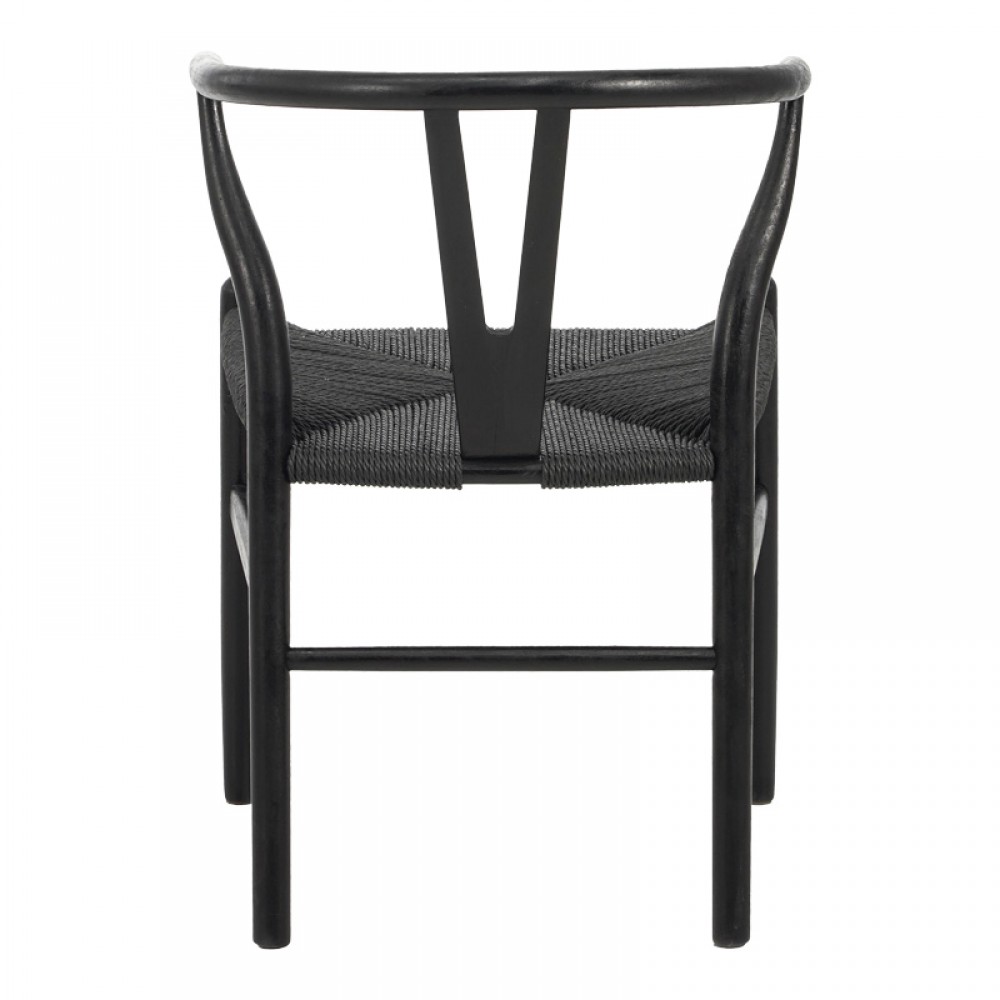 Καρέκλα Wishbone Pakoworld Rubberwood-Σχοινί Σε Μαύρη Απόχρωση 53.5X57X74Εκ