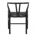 Καρέκλα Wishbone Pakoworld Rubberwood-Σχοινί Σε Μαύρη Απόχρωση 53.5X57X74Εκ