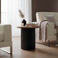 Βοηθητικό Τραπέζι Dovel Pakoworld Mdf Σε Καρυδί-Μαύρο Μέταλλο Φ50X50Εκ