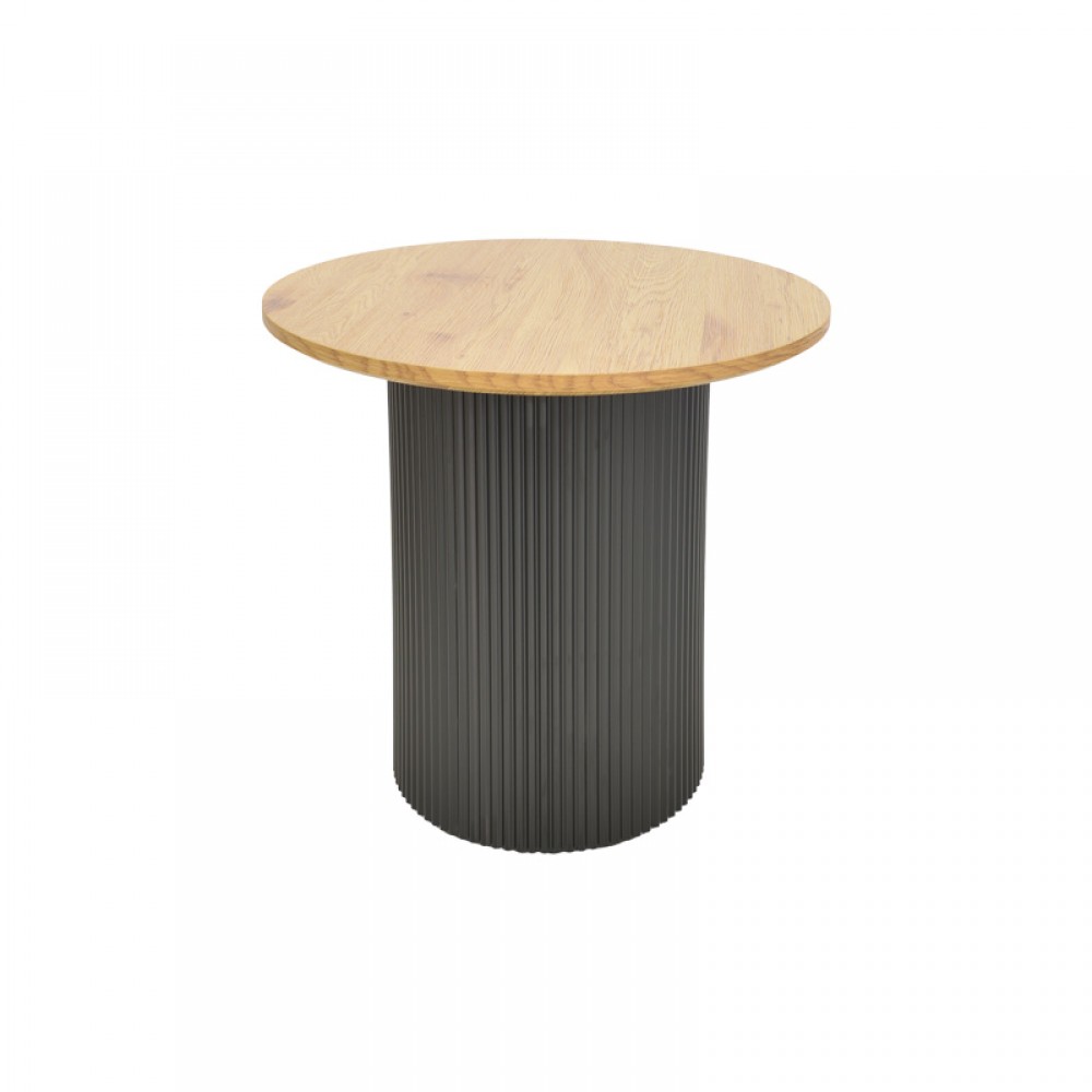 Βοηθητικό Τραπέζι Dovel Pakoworld Mdf Σε Sonoma -Μαύρο Μέταλλο Φ50X50Εκ