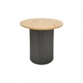 Βοηθητικό Τραπέζι Dovel Pakoworld Mdf Σε Sonoma -Μαύρο Μέταλλο Φ50X50Εκ