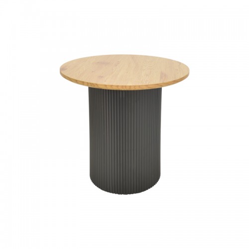 Βοηθητικό Τραπέζι Dovel Pakoworld Mdf Σε Sonoma -Μαύρο Μέταλλο Φ50X50Εκ