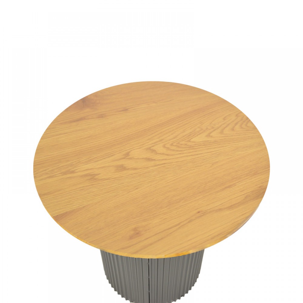 Βοηθητικό Τραπέζι Dovel Pakoworld Mdf Σε Sonoma -Μαύρο Μέταλλο Φ50X50Εκ