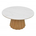Τραπέζι Σαλονιού Franzel Pakoworld Sintered Stone Σε Όψη Μαρμάρου-Mdf Σε Φυσική Απόχρωση Φ80X40Εκ