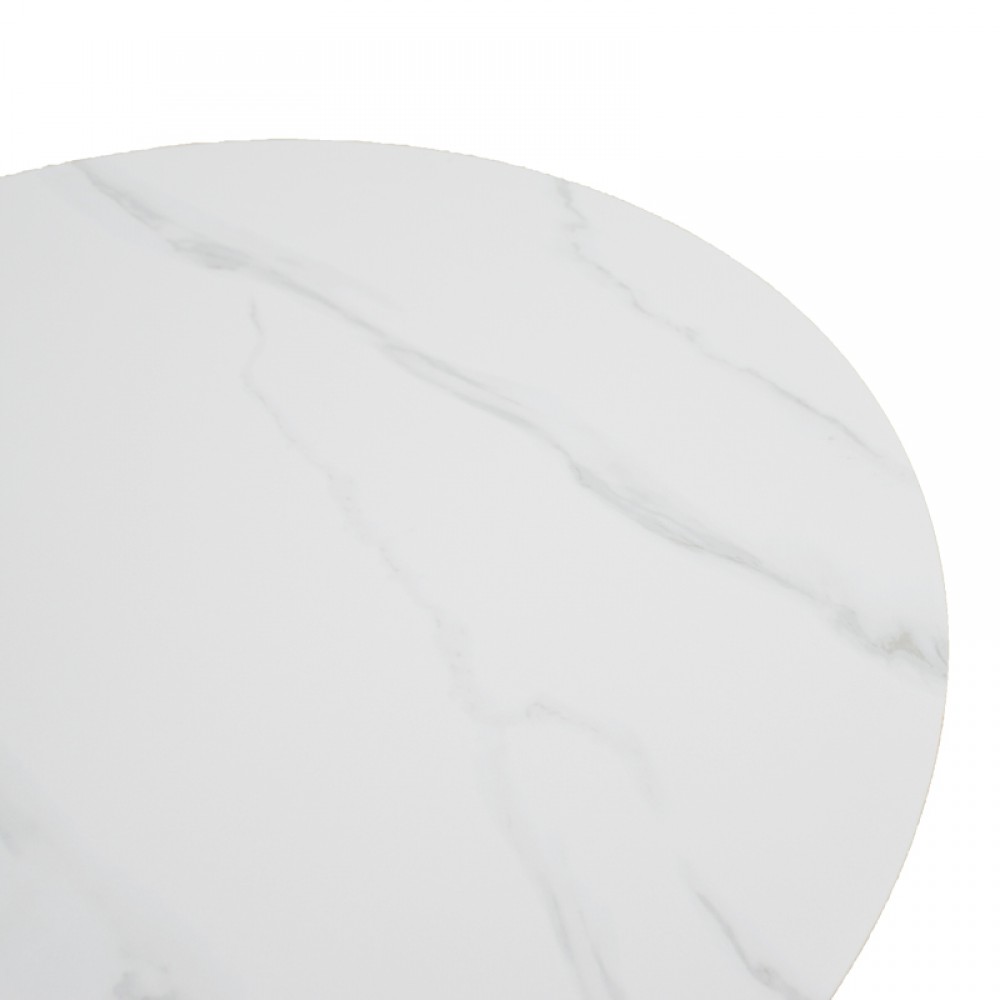 Τραπέζι Σαλονιού Franzel Pakoworld Sintered Stone Σε Όψη Μαρμάρου-Mdf Σε Φυσική Απόχρωση Φ80X40Εκ