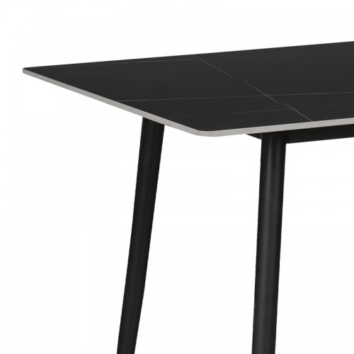 Τραπέζι Gustas Pakoworld Μαύρο Μαρμάρου Sintered Stone-Μαύρο Μέταλλο 140X80X76Εκ