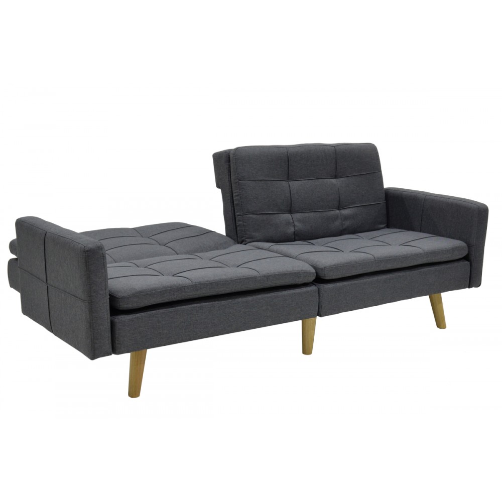 Καναπές-Κρεβάτι Flexible Pakoworld Σε Ανθρακί Ύφασμα 198X87X76Εκ