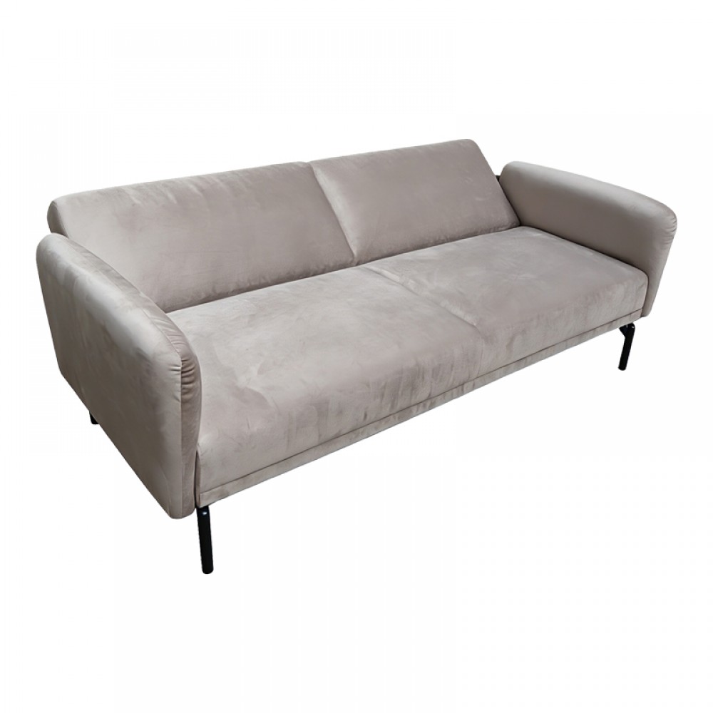Καναπές Κρεβάτι Veluto Pakoworld 3Θέσιος Γκρι Μπεζ Βελούδο 197X85X83Εκ