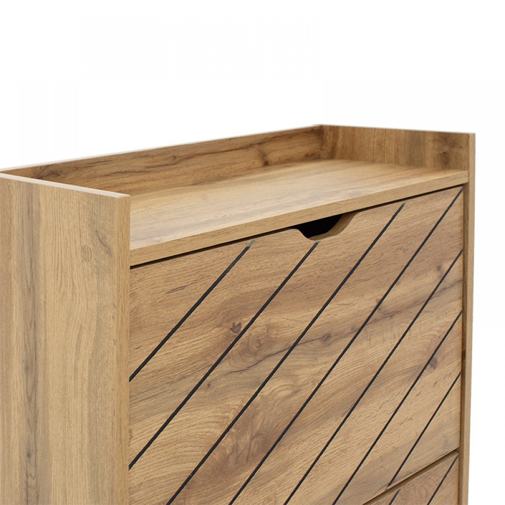 Παπουτσοθήκη Thelma Pakoworld 12 Ζεύγων Oak 60X23.8X131.6Εκ