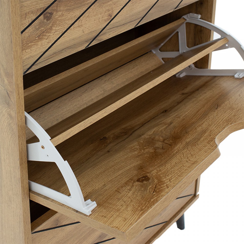 Παπουτσοθήκη Thelma Pakoworld 12 Ζεύγων Oak 60X23.8X131.6Εκ