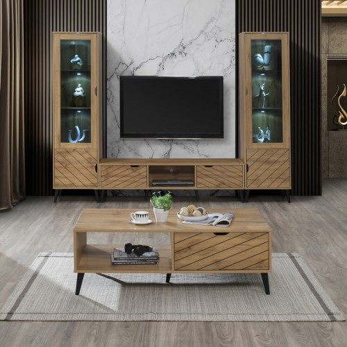 Τραπέζι Σαλονιού Thelma Pakoworld Oak Μελαμίνης 120X60X41.6Εκ