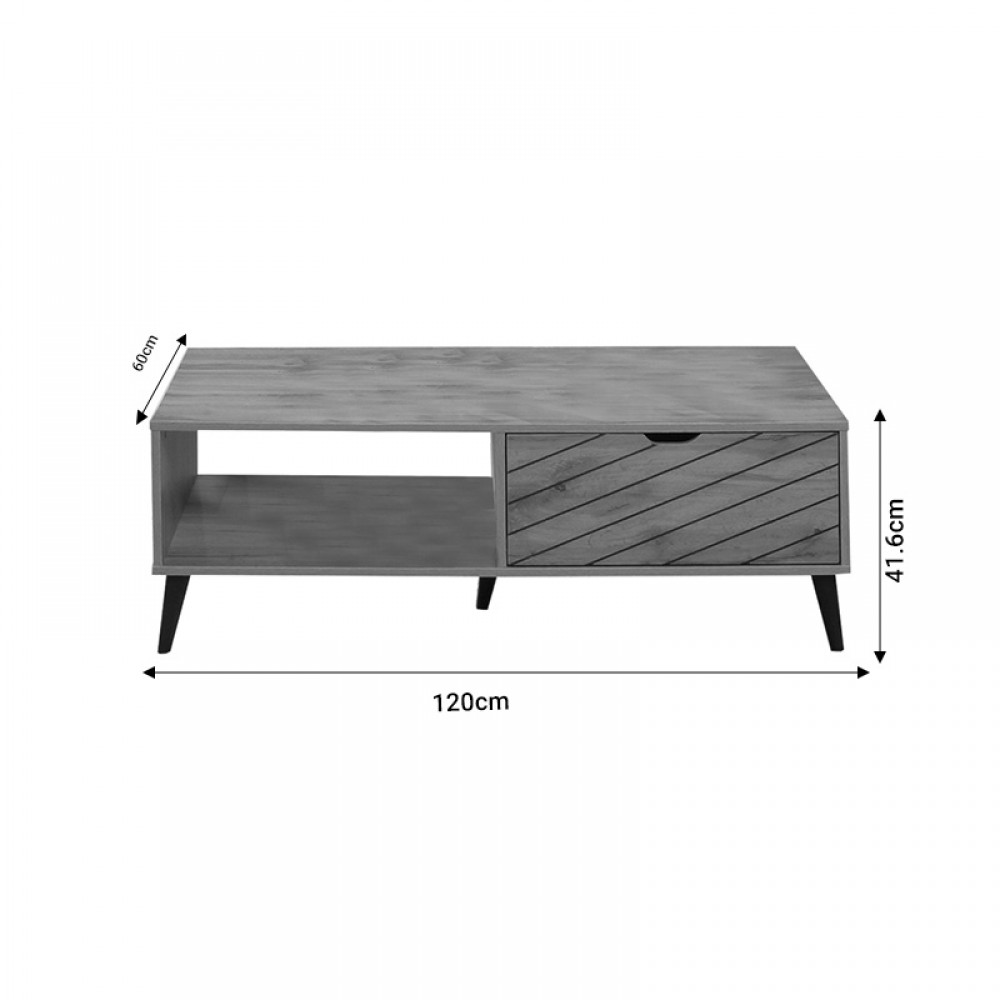 Τραπέζι Σαλονιού Thelma Pakoworld Oak Μελαμίνης 120X60X41.6Εκ