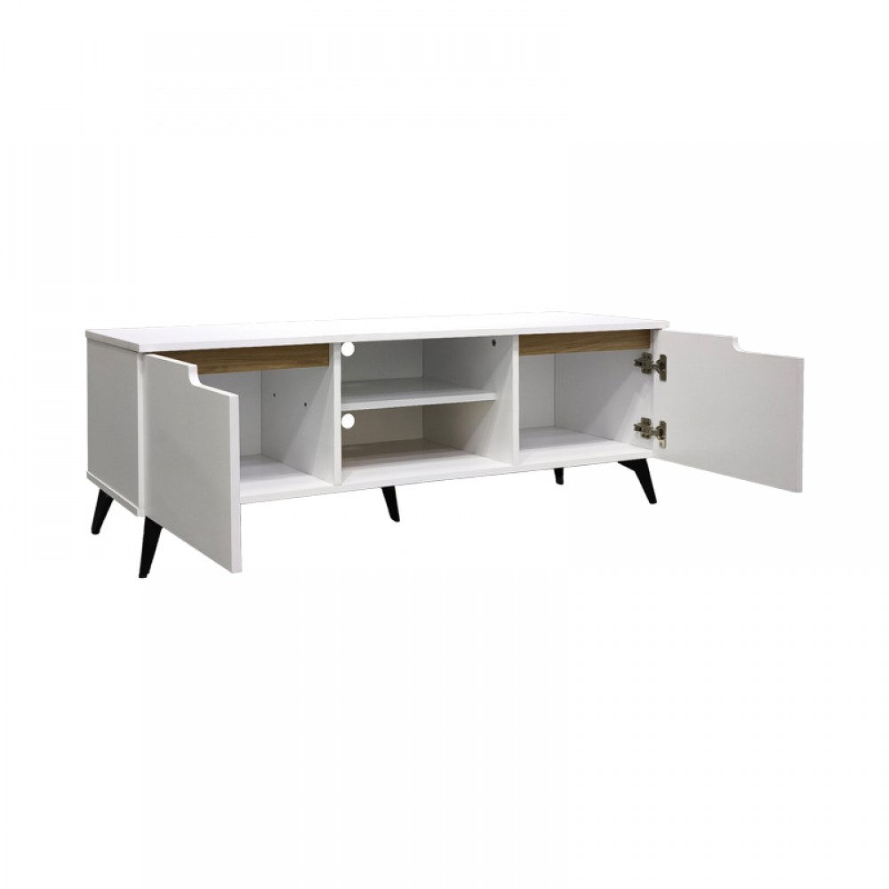 Έπιπλο Τηλεόρασης Kemvio Pakoworld  Sonoma-Λευκό 120X38X44Εκ