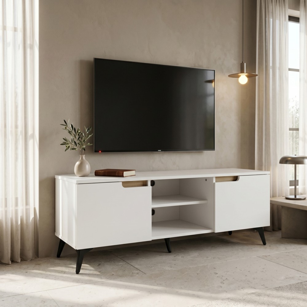 Έπιπλο Τηλεόρασης Kemvio Pakoworld  Sonoma-Λευκό 120X38X44Εκ