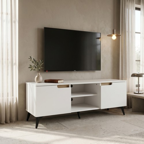 Έπιπλο Τηλεόρασης Kemvio Pakoworld  Sonoma-Λευκό 120X38X44Εκ