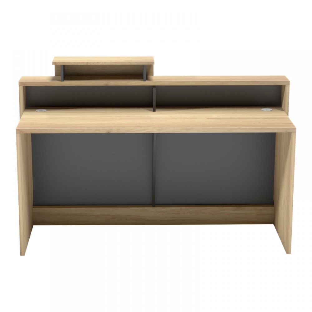 Γραφείο Reception Lotus Pakoworld Σε Φυσική-Ανθρακί Απόχρωση 160X60X105Εκ