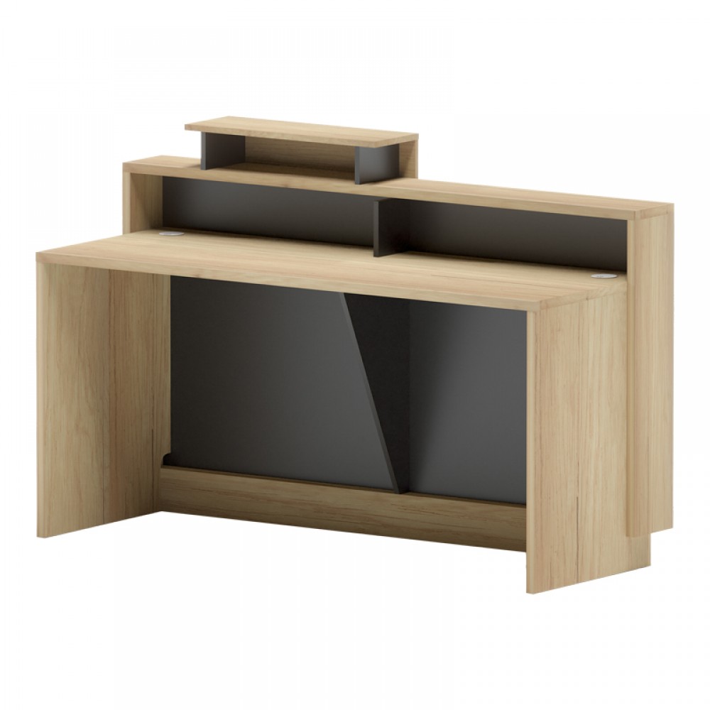 Γραφείο Reception Lotus Pakoworld Σε Φυσική-Ανθρακί Απόχρωση 160X60X105Εκ