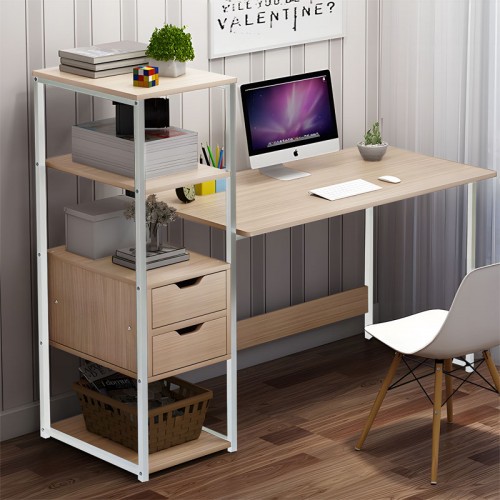 Γραφείο Zayn Ιι Pakoworld Με Ραφιέρα-Mdf Φυσικό-Λευκό 108X40X111Εκ