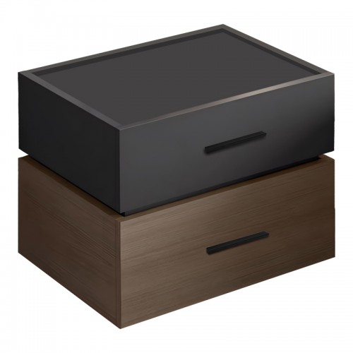 Κομοδίνο Sonlen Pakoworld Mdf Σε Sonoma-Ανθρακί Απόχρωση 60X40X44.5Εκ