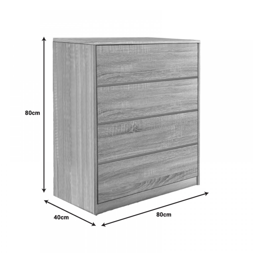 Συρταριέρα Kuanger Pakoworld Mdf Σε Φυσική Απόχρωση 80X40X89Εκ