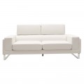 Καναπές Shea Pakoworld 3Θέσιος Pu Ivory-Inox 198X80X87Εκ