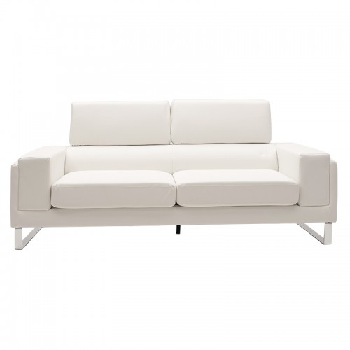 Καναπές Shea Pakoworld 3Θέσιος Pu Ivory-Inox 198X80X87Εκ
