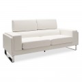 Καναπές Shea Pakoworld 3Θέσιος Pu Ivory-Inox 198X80X87Εκ