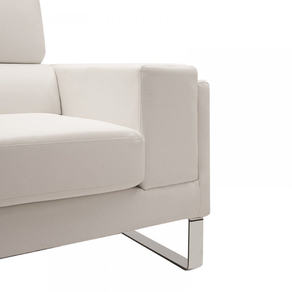 Καναπές Shea Pakoworld 3Θέσιος Pu Ivory-Inox 198X80X87Εκ