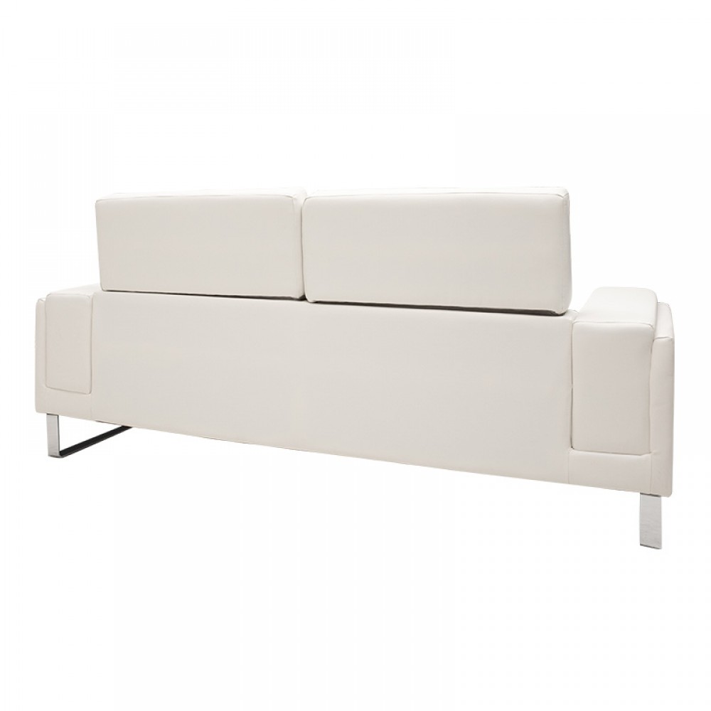 Καναπές Shea Pakoworld 3Θέσιος Pu Ivory-Inox 198X80X87Εκ