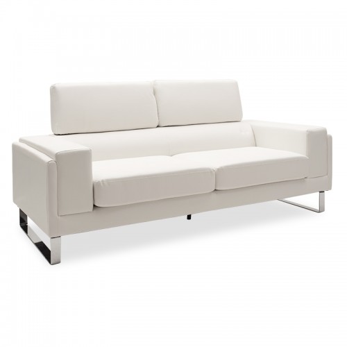 Καναπές Shea Pakoworld 3Θέσιος Pu Ivory-Inox 198X80X87Εκ