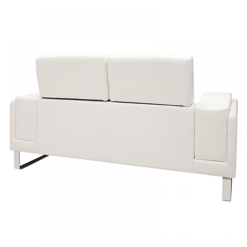 Καναπές Shea Pakoworld 2Θέσιος Pu Ivory-Inox 158X80X87Εκ
