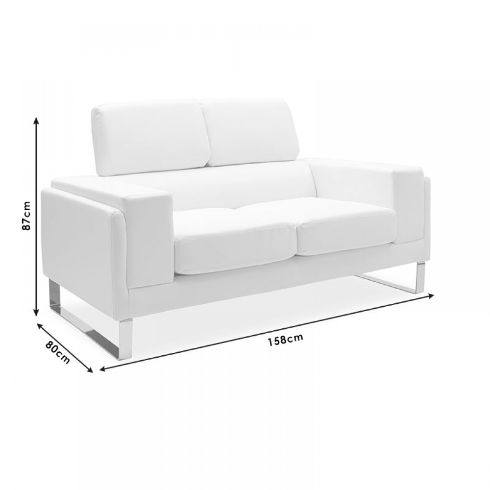 Καναπές Shea Pakoworld 2Θέσιος Pu Ivory-Inox 158X80X87Εκ