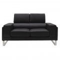 Καναπές Shea Pakoworld 2Θέσιος Pu Μαύρο-Inox 158X80X87Εκ