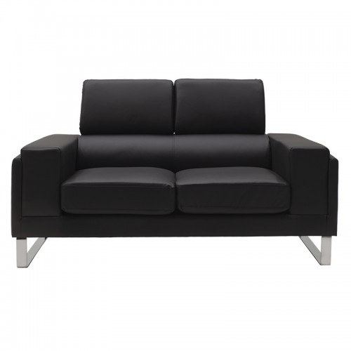 Καναπές Shea Pakoworld 2Θέσιος Pu Μαύρο-Inox 158X80X87Εκ