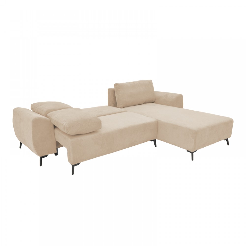 Kαναπές Κρεβάτι Τριθέσιος Αναστρέψιμος Settee Pakoworld Ύφασμα Με Αποθηκευτικό Χώρο Σε Μπεζ Απόχρωση 286X204X93Εκ