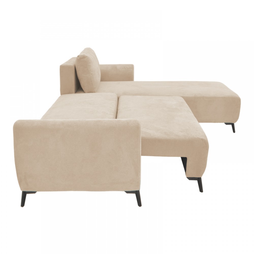 Kαναπές Κρεβάτι Τριθέσιος Αναστρέψιμος Settee Pakoworld Ύφασμα Με Αποθηκευτικό Χώρο Σε Μπεζ Απόχρωση 286X204X93Εκ