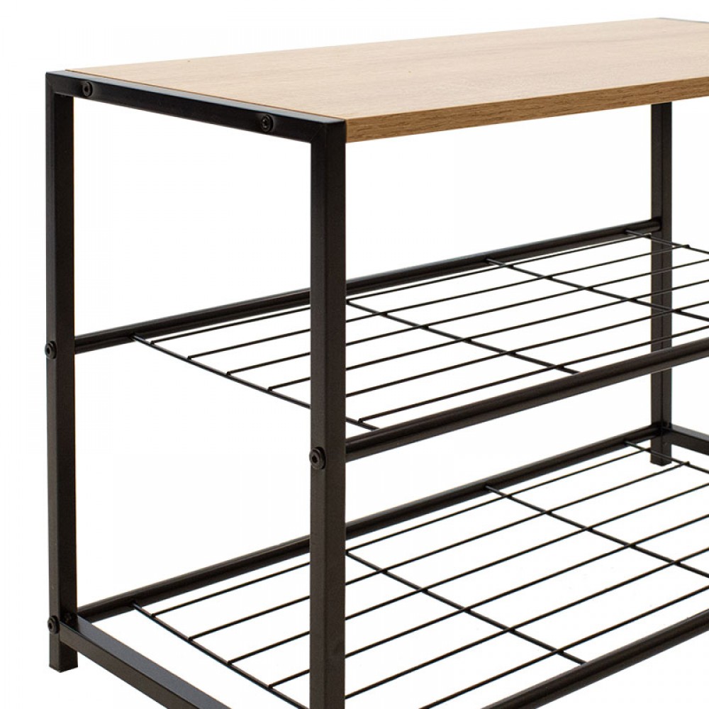 Παπουτσοθήκη Ramon Pakoworld 6 Ζευγών Φυσικό-Μαύρο 63X30X43Εκ