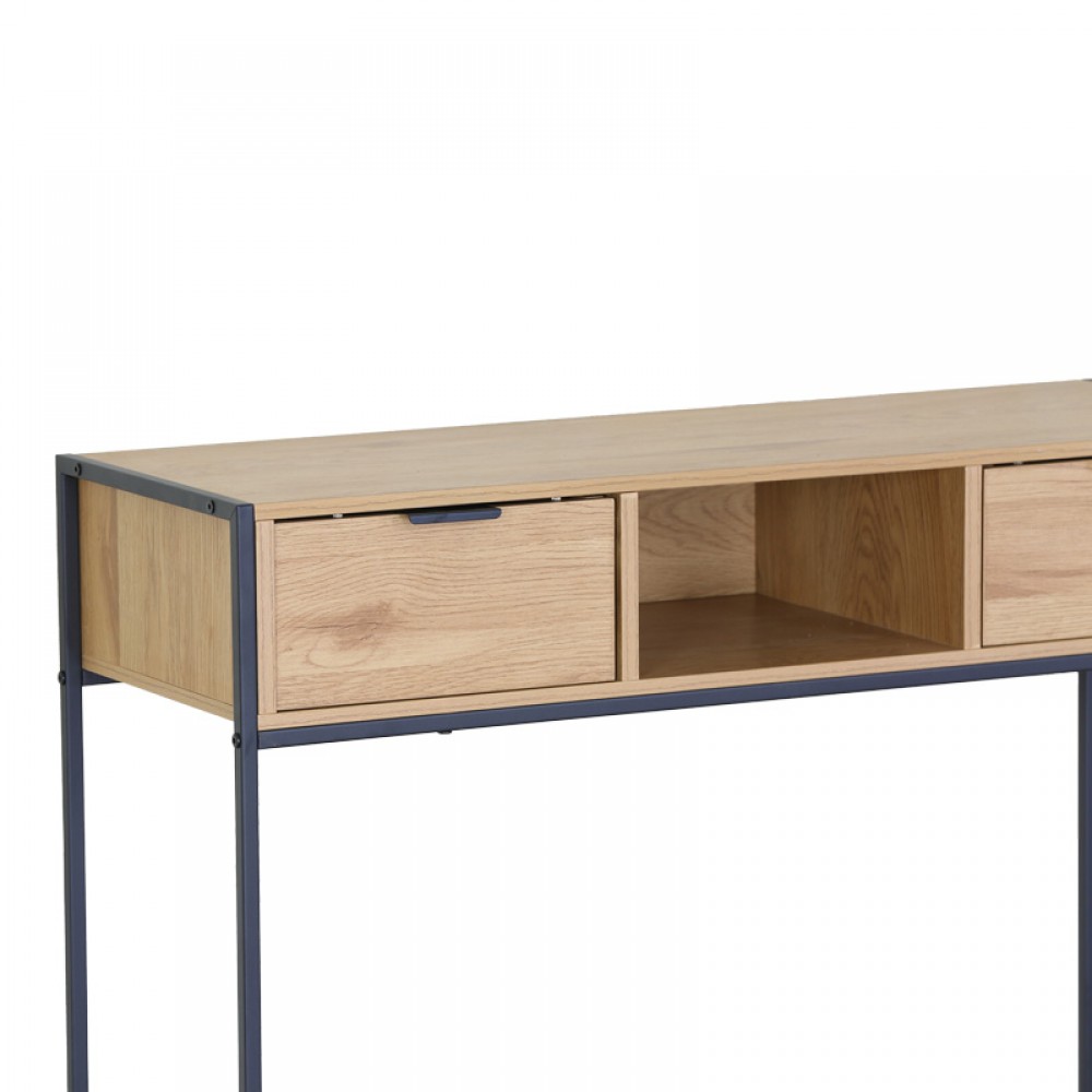 Κονσόλα Regando Pakoworld Σε Oak Απόχρωση Με Μαύρο Μέταλλο 100X35X80Εκ