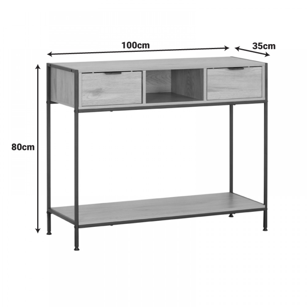 Κονσόλα Regando Pakoworld Σε Oak Απόχρωση Με Μαύρο Μέταλλο 100X35X80Εκ