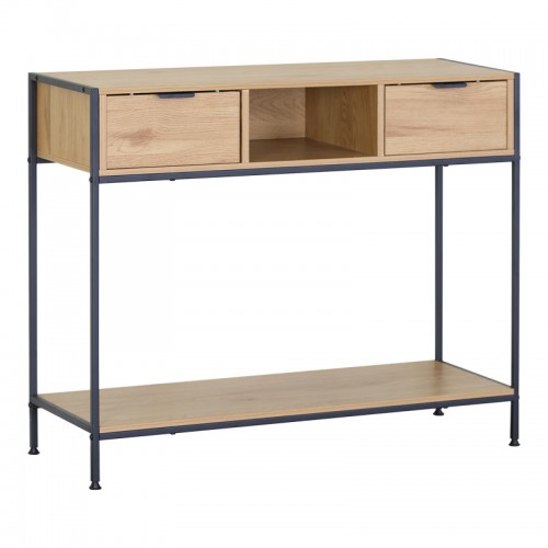 Κονσόλα Regando Pakoworld Σε Oak Απόχρωση Με Μαύρο Μέταλλο 100X35X80Εκ
