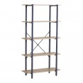Βιβλιοθήκη Nebranzo Pakoworld Oak Με Μαύρο Μέταλλο 80X34X155.3Εκ